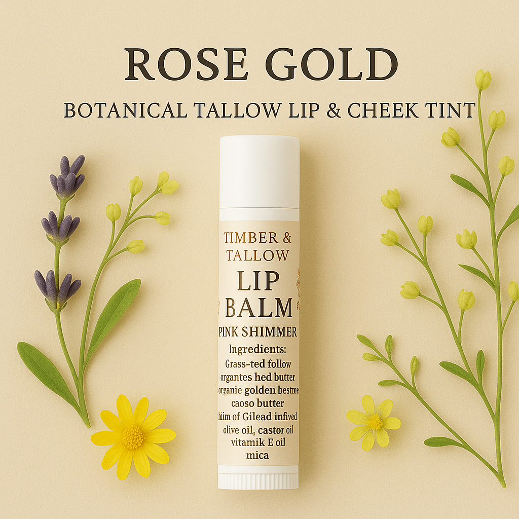 Rose Gold – Botanical Tallow Lip & Cheek Tint (Tube or Jar)